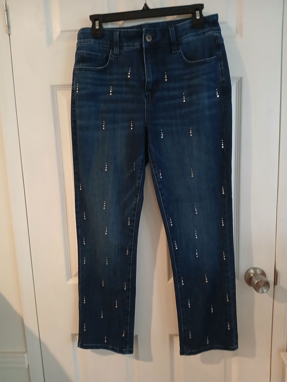 St. John's Bay Navy Blue Straight Leg Jeans with Rhinestone Embellisments